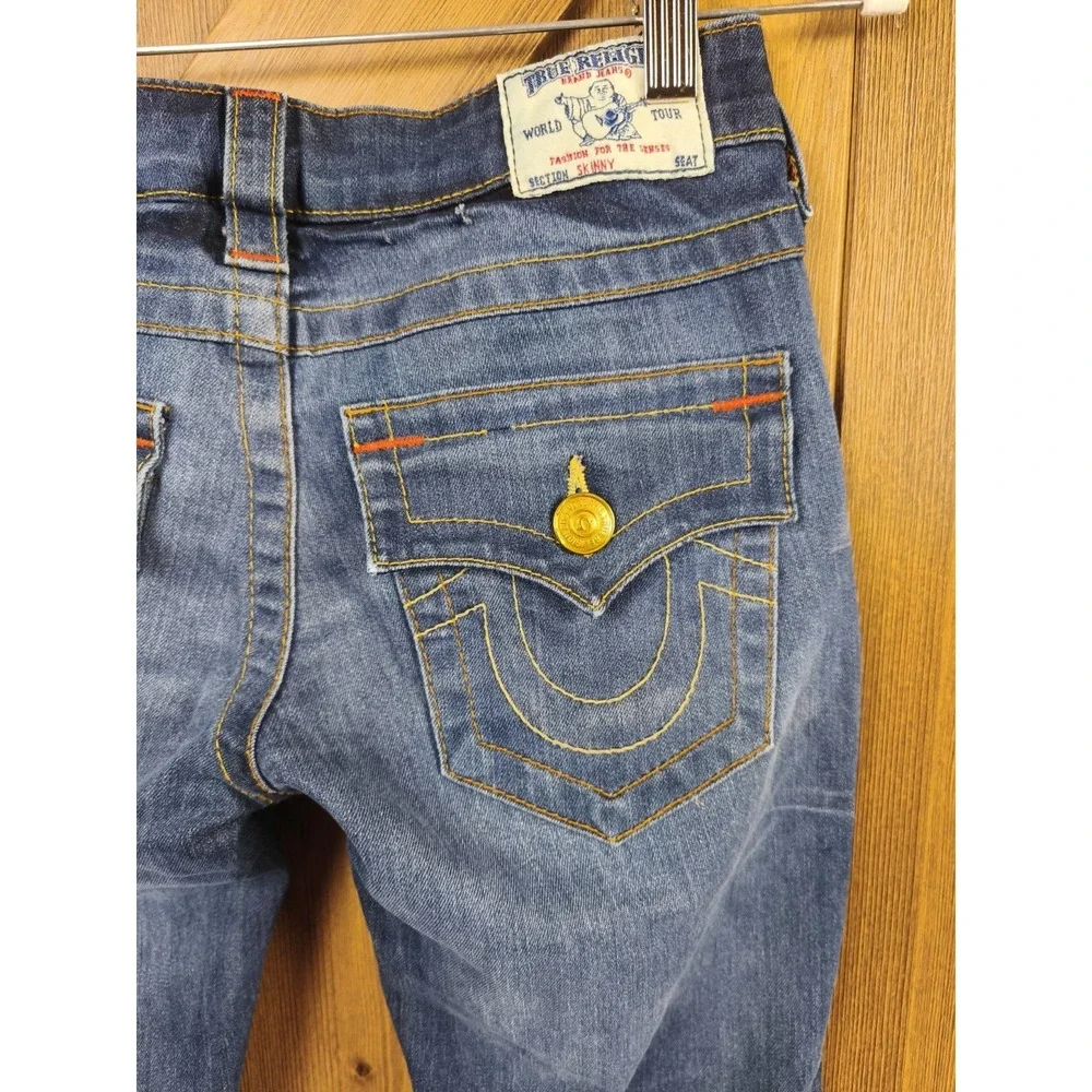 True Religion Skinny Jeans Womens Blue‎ Flap Pocket Stretch Denim Y2K